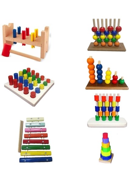 anaokulu Ahşap Montessori Kavram Oyuncak Eğitici 7 Li Set1 Adet