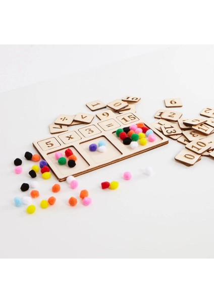 ahşap Sayılar ve Toplama Çıkarma Öğrenme, Evde Eğitim Montessori Matematik Tahtası1 Adet