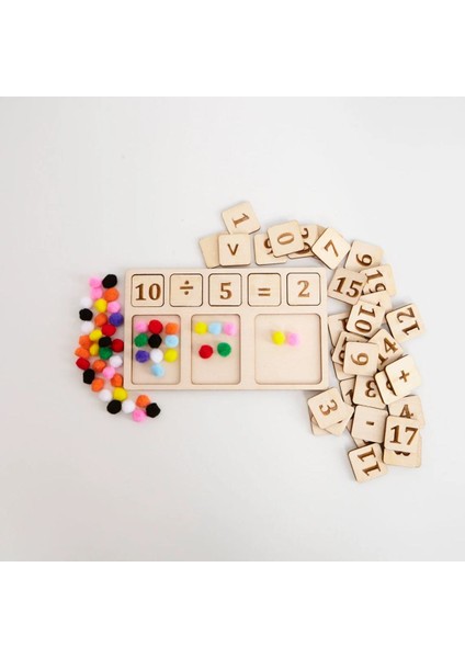 ahşap Sayılar ve Toplama Çıkarma Öğrenme, Evde Eğitim Montessori Matematik Tahtası1 Adet