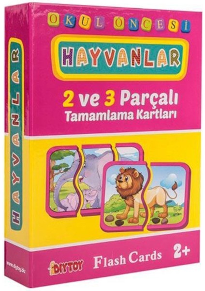 hayvanlar Flash Card Hafıza Kartları Tamamlama Kartları Diytoy1 Adet