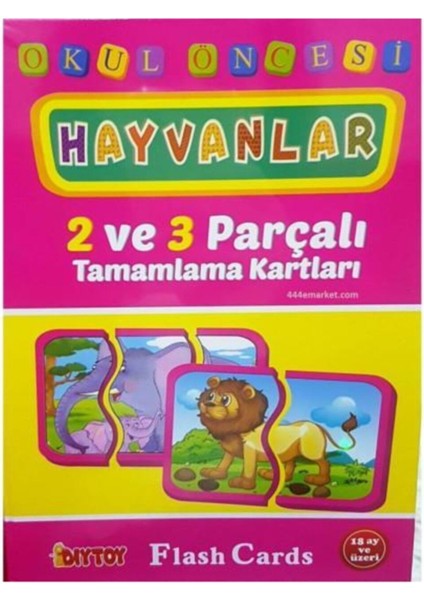 hayvanlar Flash Card Hafıza Kartları Tamamlama Kartları Diytoy1 Adet