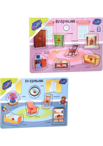 ahşap Tutmalı Ev Eşyaları Puzzle1 Adet