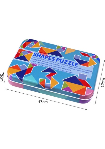 1 Kutu Tangram Bulmacalar Oyuncak Ahşap Desen Blokları Yapboz1 Adet