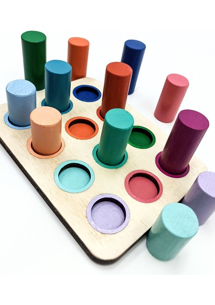 montessori Renk Eşleştirmeli Tablalı Silindirler1 Adet
