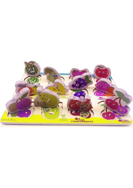 Luxuryahşap Puzzle 12 Parça Meyve Seti Eğitici Zeka Geliştiren Montessori Meteryal Ingilizce Tür1 Adet