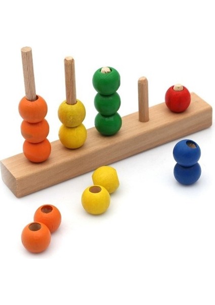 Ahşap Eğitici Oyuncak Seti, Matematik Küpü, Mini Helezon ve Ahşap Boncuk Dizme Oyunu 1 Adet