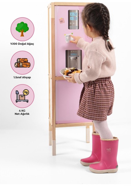 pembe Ahşap Oyuncak Buzdolabı ÇG1261 Adet