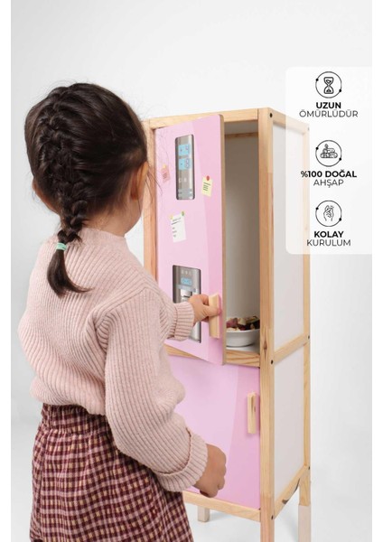 pembe Ahşap Oyuncak Buzdolabı ÇG1261 Adet