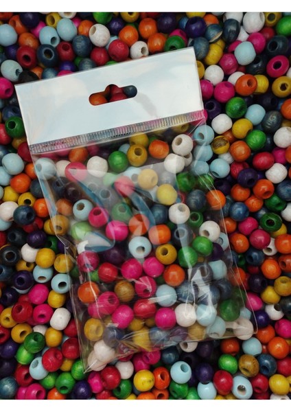 ahşap 10 mm Renkli Boncuk (100 Adet)1 Adet