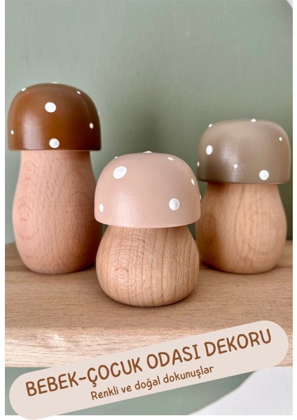 waldorf Organik Doğal Ahşap Mantar Oyuncak Set 3lü Bebek Çocuk Odası Dekor Fotoğraf Çekimi1 Adet indirimleri