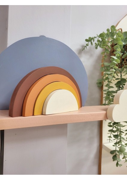 Gökkuşağı Ahşap Oyuncak Dekor Montessori El Yapımı Eğlenceli Oyuncak 1 Adet