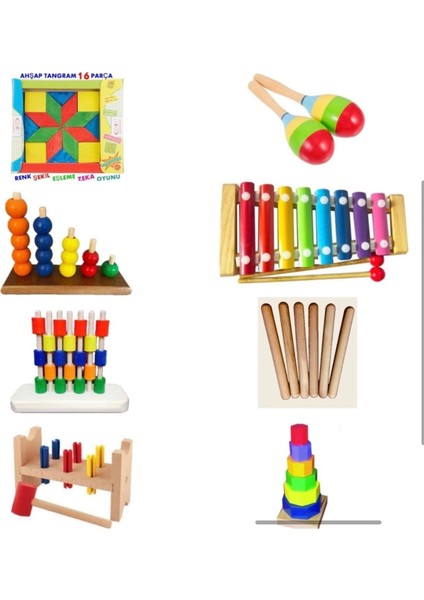 ahşap Oyuncak Seti 9lu Montessori Anaokulu Özel Eğitim Materyalleri1 Adet