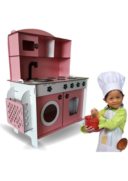 Luxuryahşap Oyuncak Mutfak Dolabı Pembe1 Adet