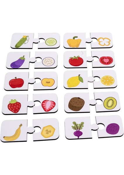 sebze ve Meyvelerin Dünyası Ahşap Ikili Puzzle Seti Çocuklar Anaokulu ve Kreşler Montessori1 Adet