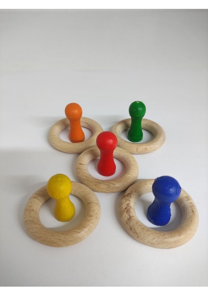 montessori Renkli Peg Bebekler ve Ham Halkalar1 Adet