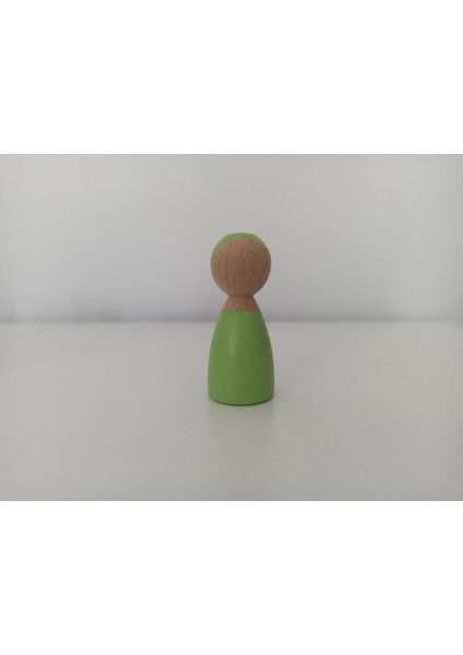 ahşap Oyuncak Peg Bebek Açık Yeşil Pegdoll1 Adet