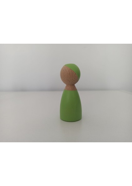 ahşap Oyuncak Peg Bebek Açık Yeşil Pegdoll1 Adet