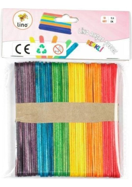 ahşap Dondurma Çubuğu Renkli 11,4 cm 50'li1 Adet