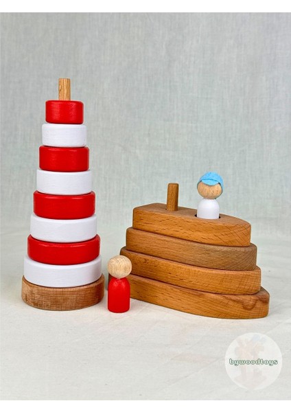 Luxurybywoodtoys Doğal Ahşap Liman Set Oyuncak1 Adet
