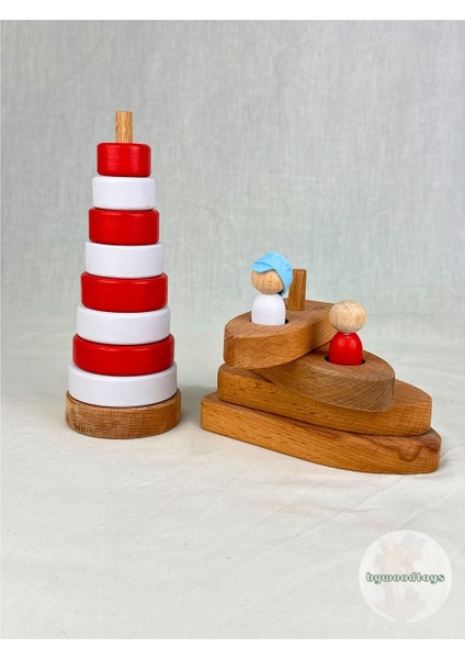 Luxurybywoodtoys Doğal Ahşap Liman Set Oyuncak1 Adet modelleri