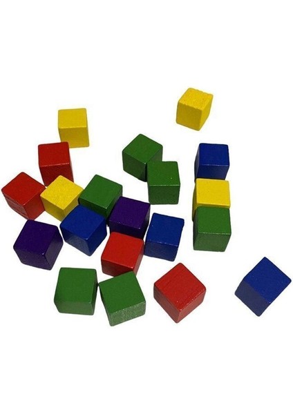 renkli 2cm 60 Adet Ahşap Blok Küp1 Adet