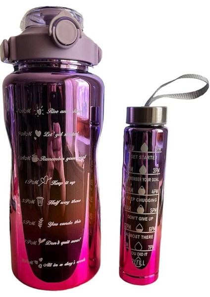 motivasyon Matarası 2’li Set Uv Kaplama 2000 ml 300 Ml1 Adet