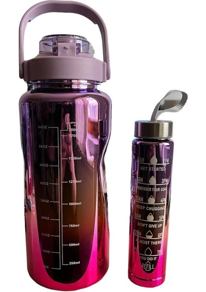motivasyon Matarası 2’li Set Uv Kaplama 2000 ml 300 Ml1 Adet
