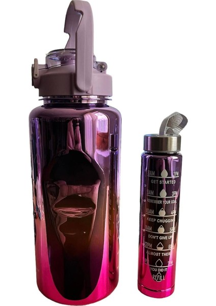 motivasyon Matarası 2’li Set Uv Kaplama 2000 ml 300 Ml1 Adet