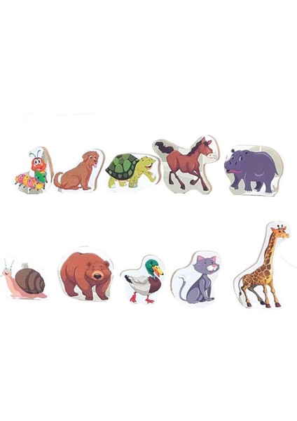 Luxurymontessori Hayvanları Ingilizce Türkçe Öğreten Ahşap Puzzle Oyuncak1 Adet