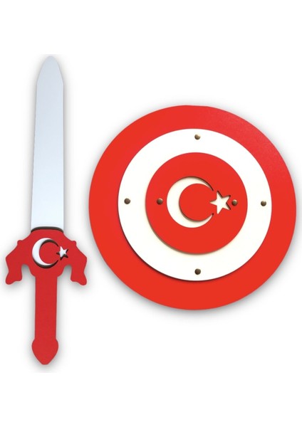 ahşap Kaptan Türkiye Kalkanı ve Kılıcı Oyun Seti1 Adet