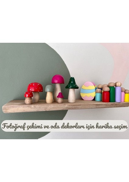 waldorf Doğal Ahşap Oyuncak Mantar Set Hediyelik Bebek Çocuk Odası Dekor 6lı Fotoğraf Çekimi1 Adet fırsatları