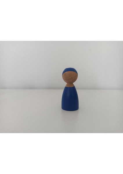 ahşap Oyuncak Peg Bebek Koyu Mavi Pegdoll1 Adet