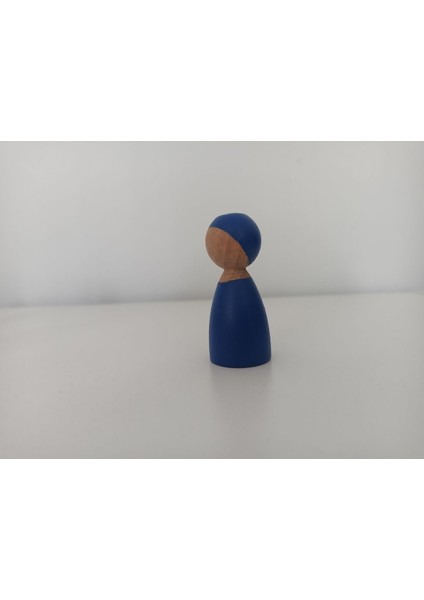 ahşap Oyuncak Peg Bebek Koyu Mavi Pegdoll1 Adet