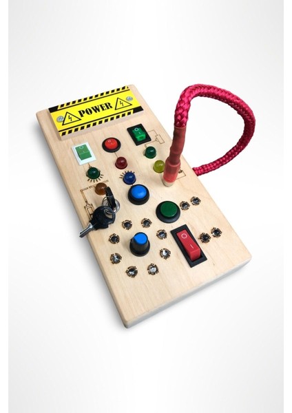 LED Işıklı Aktivite Tahtası Montessori Oyuncak Busy Board Ahşap Oyuncak1 Adet