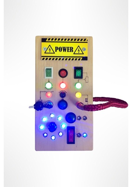 LED Işıklı Aktivite Tahtası Montessori Oyuncak Busy Board Ahşap Oyuncak1 Adet