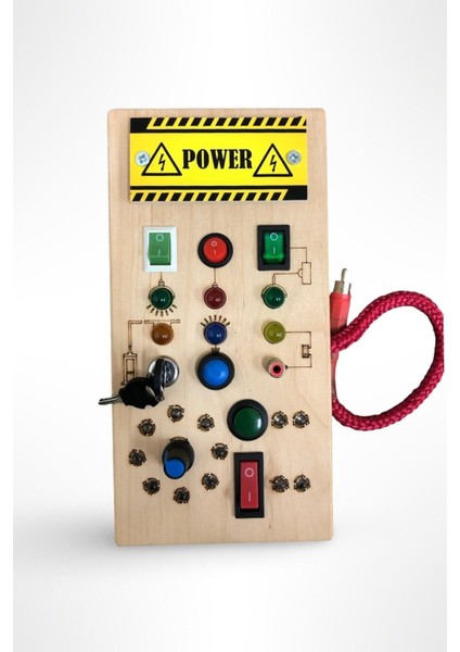 LED Işıklı Aktivite Tahtası Montessori Oyuncak Busy Board Ahşap Oyuncak1 Adet