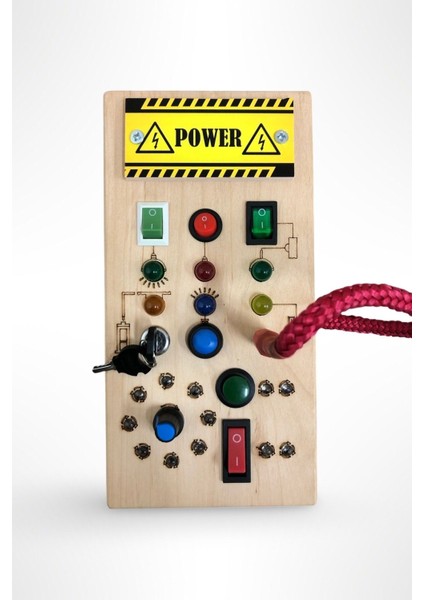 LED Işıklı Aktivite Tahtası Montessori Oyuncak Busy Board Ahşap Oyuncak1 Adet