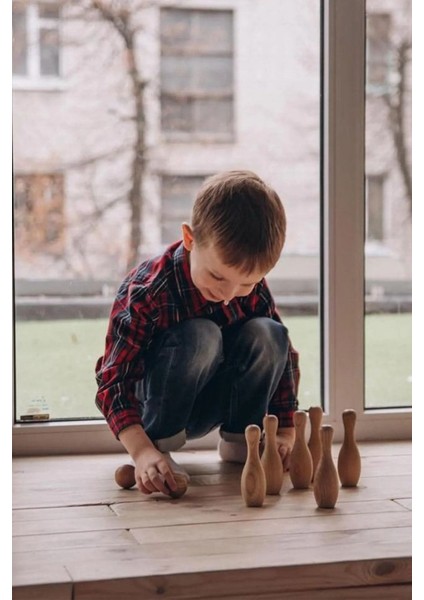 doğal Organik Ahşap Waldorf Bowling Oyuncak Seti Çocuklar Için Hediyelik Bebek Odası Dekor 7li1 Adet modelleri