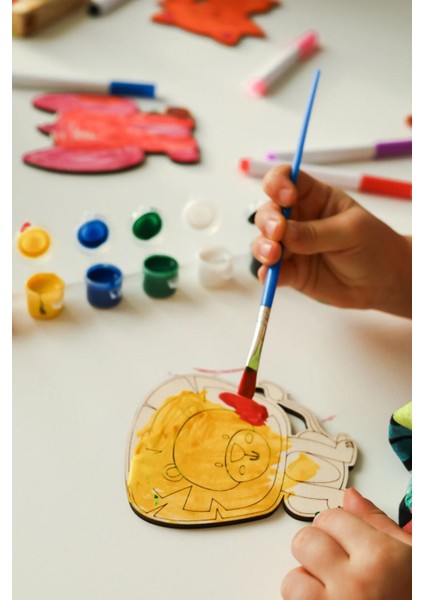 ahşap Kendin Yap Hayvanlar Boyama Seti Eğitici Montessori Çocuk Gelişim Oyuncağı1 Adet