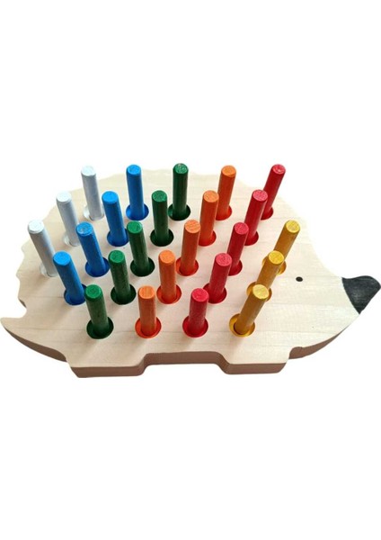 montessori Ahşap Eğitici Oyuncak Tak Çıkar Renkli Kirpi1 Adet