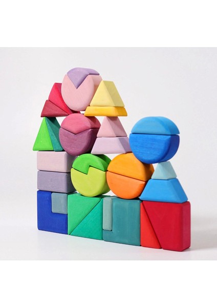 waldorf Ahşap Şekilli Puzzle Bloklar - Kare, Üçgen ve Daire1 Adet