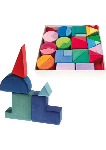 waldorf Ahşap Şekilli Puzzle Bloklar - Kare, Üçgen ve Daire1 Adet
