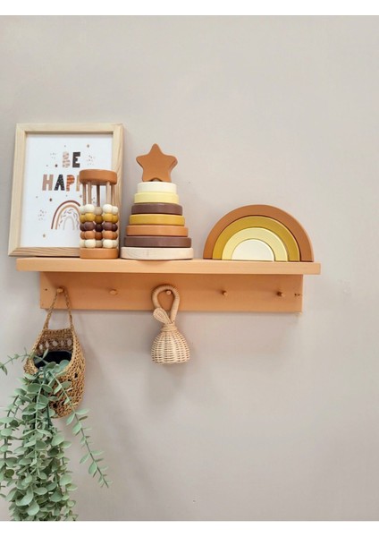 Halka Kule Set (Halka Kule + Abaküs + Gökkuşağı )Ahşap Oyuncak Dekor Montessori Oyuncak 1 Adet