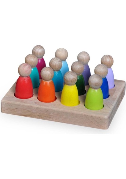 Peg Bebek Renk Eşleştirme Oyunu 12LI Insan Figürleri Doğal Ahşap Dikdörtgen 18X14CM1 Adet fiyatları