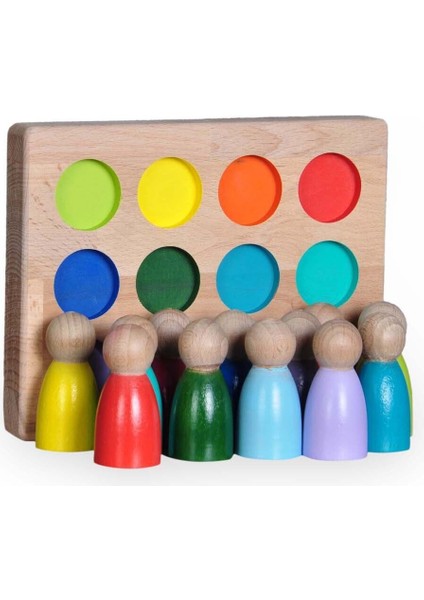 Peg Bebek Renk Eşleştirme Oyunu 12LI Insan Figürleri Doğal Ahşap Dikdörtgen 18X14CM1 Adet fırsatları