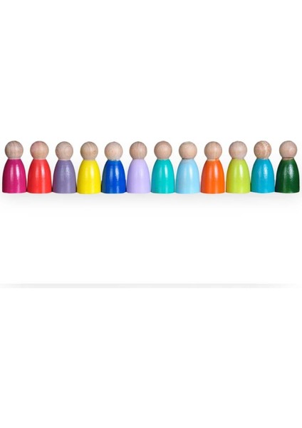Peg Bebek Renk Eşleştirme Oyunu 12LI Insan Figürleri Doğal Ahşap Dikdörtgen 18X14CM1 Adet indirimleri