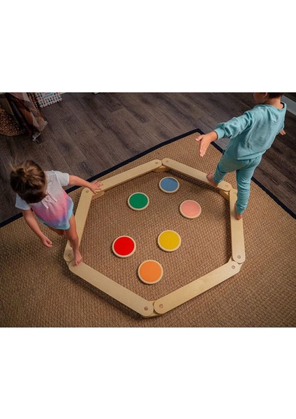 8'li Montessori Ahşap Denge Kirişi 6 Sopa 6 Taş Kahverengi 1+ Yaş1 Adet