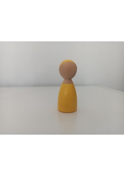 ahşap Oyuncak Peg Bebek Sarı Pegdoll1 Adet