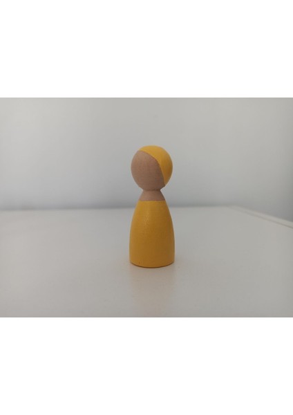 ahşap Oyuncak Peg Bebek Sarı Pegdoll1 Adet