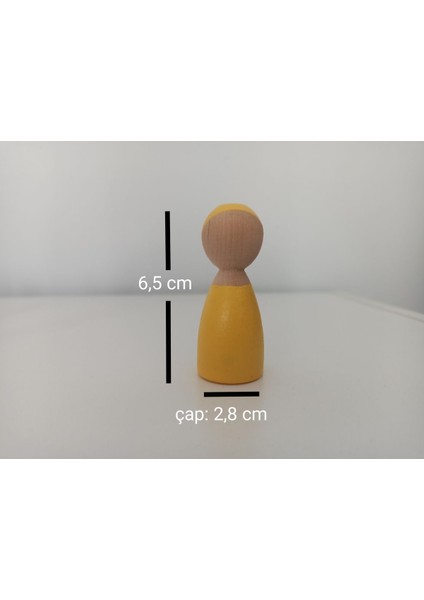 ahşap Oyuncak Peg Bebek Sarı Pegdoll1 Adet